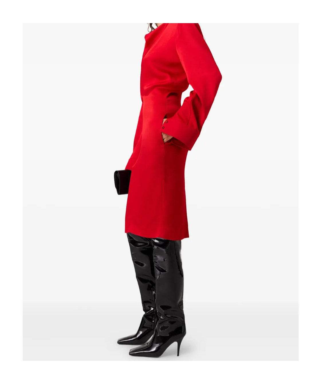 Stella Mccartney Midi Dress With Ring Neckline And Long Sleeves In Red