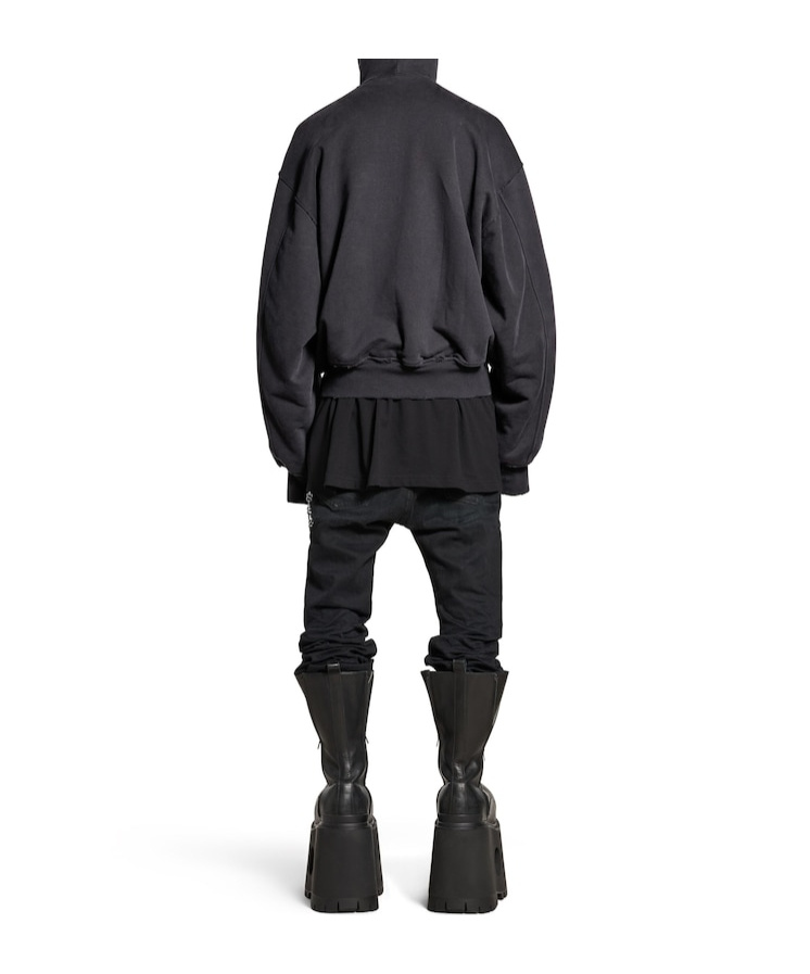 Balenciaga Hooded Pilot Jacket In Faded Black