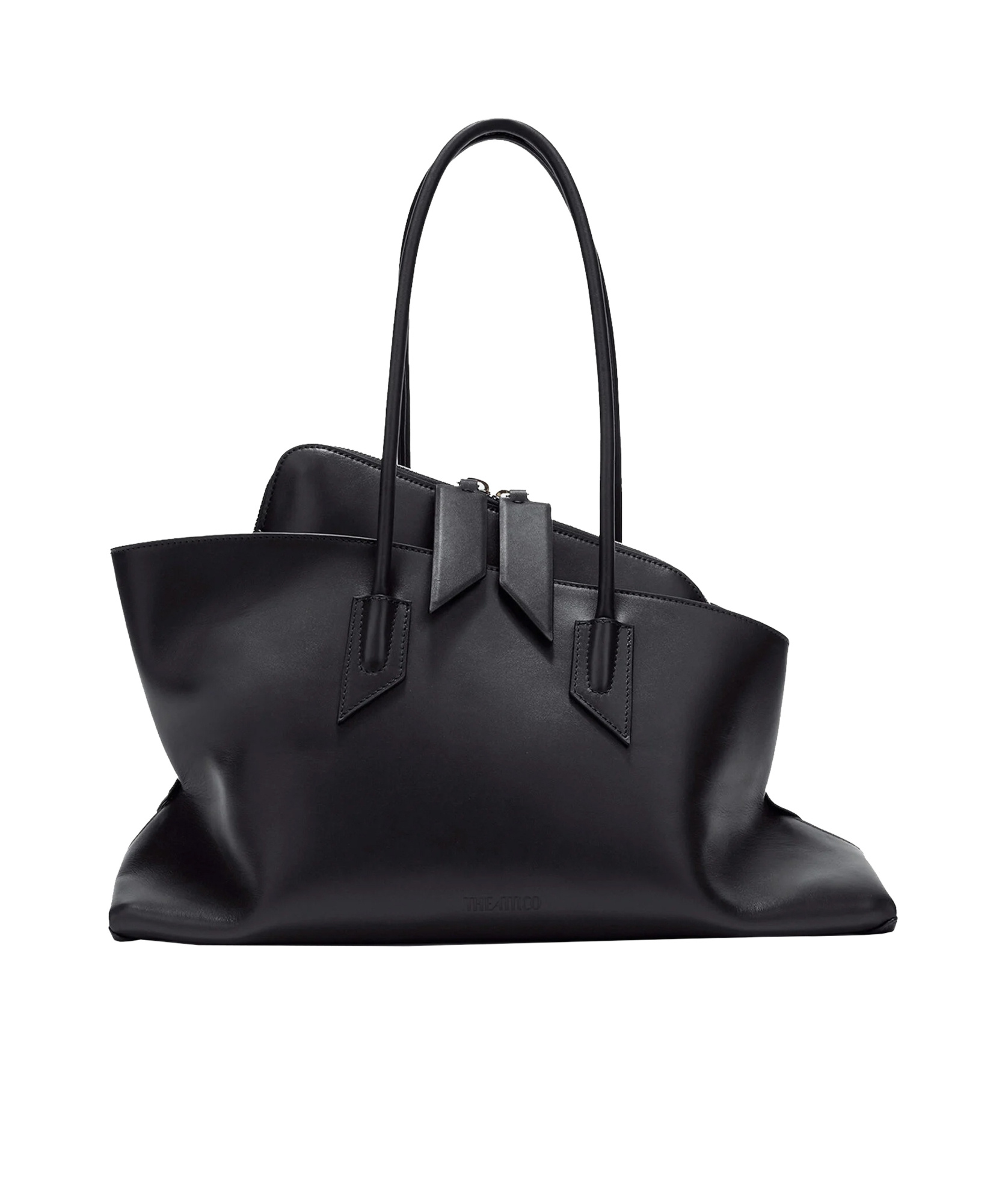 Attico La Passeggiata Medium Leather Shoulder Bag In Black