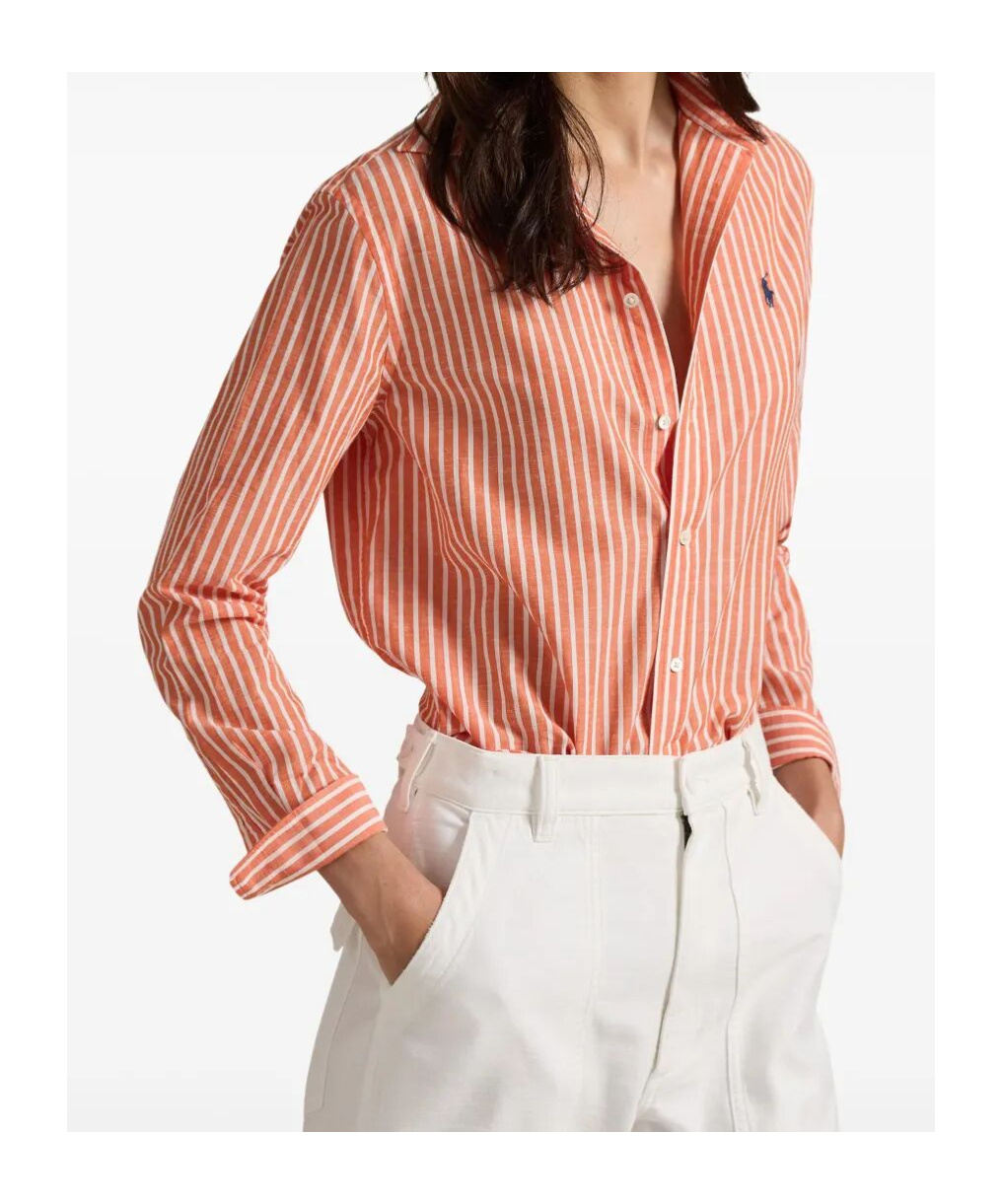 Polo Ralph Lauren Striped Button-down Shirt In Orange