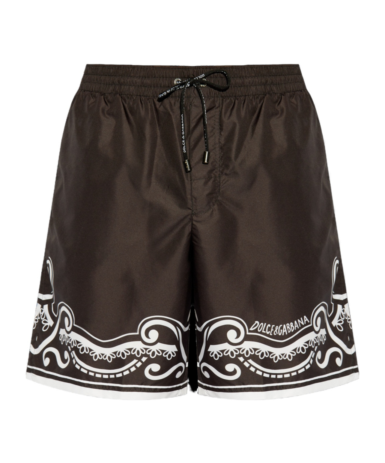 Dolce & Gabbana Bandanna Print Swim Trunks In Black