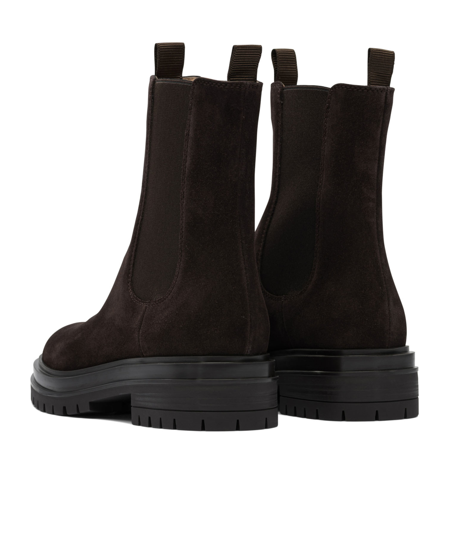 Gianvito Rossi Chunky Sole Suede Ankle Boots With Elastic Panels In Brown