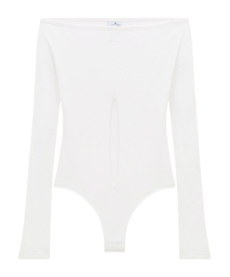 Courrèges Off-shoulder Zipped Bodysuit In White