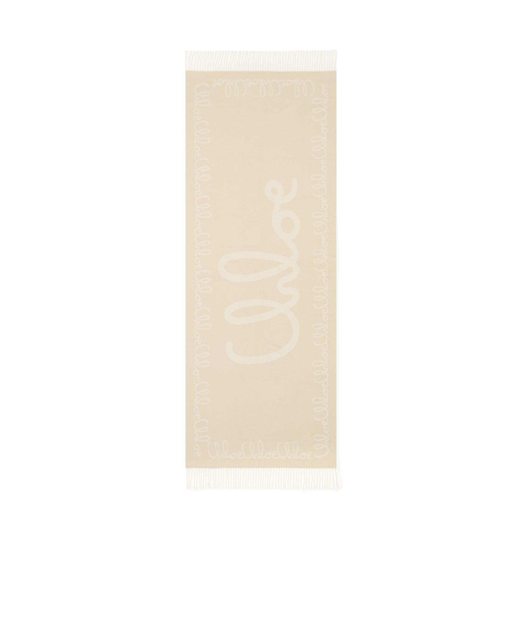 Chloé Écharpe  Iconic En Laine Jacquard Femme Beige Taille Onesize 100% Laine In Nude