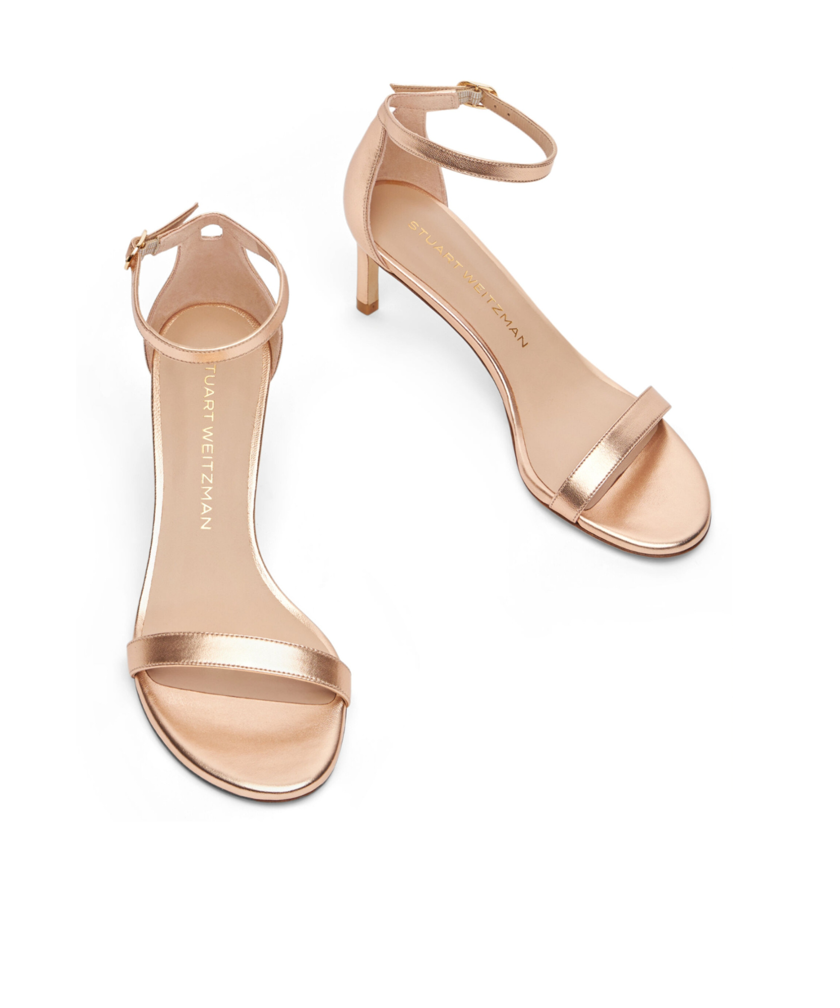 Stuart Weitzman 60mm Nunakedstraight Metallic-effect Sandals In Nude