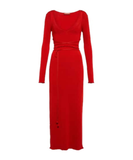 Altuzarra Damali Ribbed-knit Midi Dress In Red