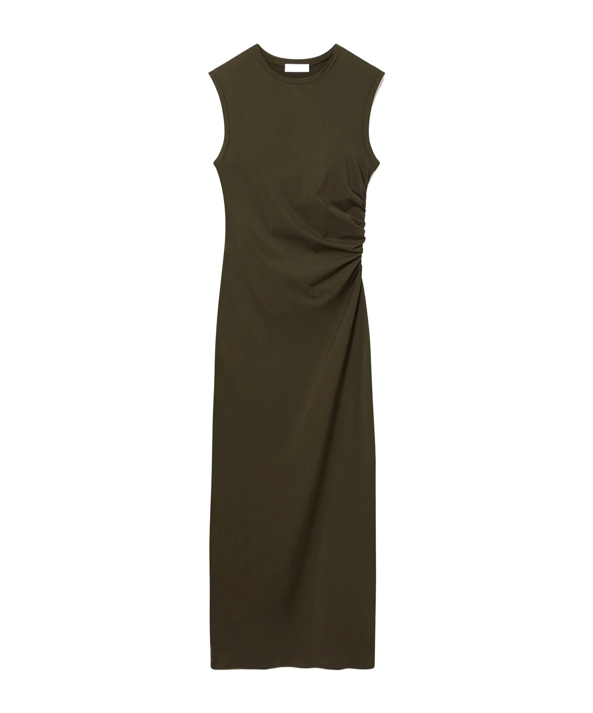 Stella Mccartney Sleeveless Crewneck Twist Mesh Midi Dress In Brown