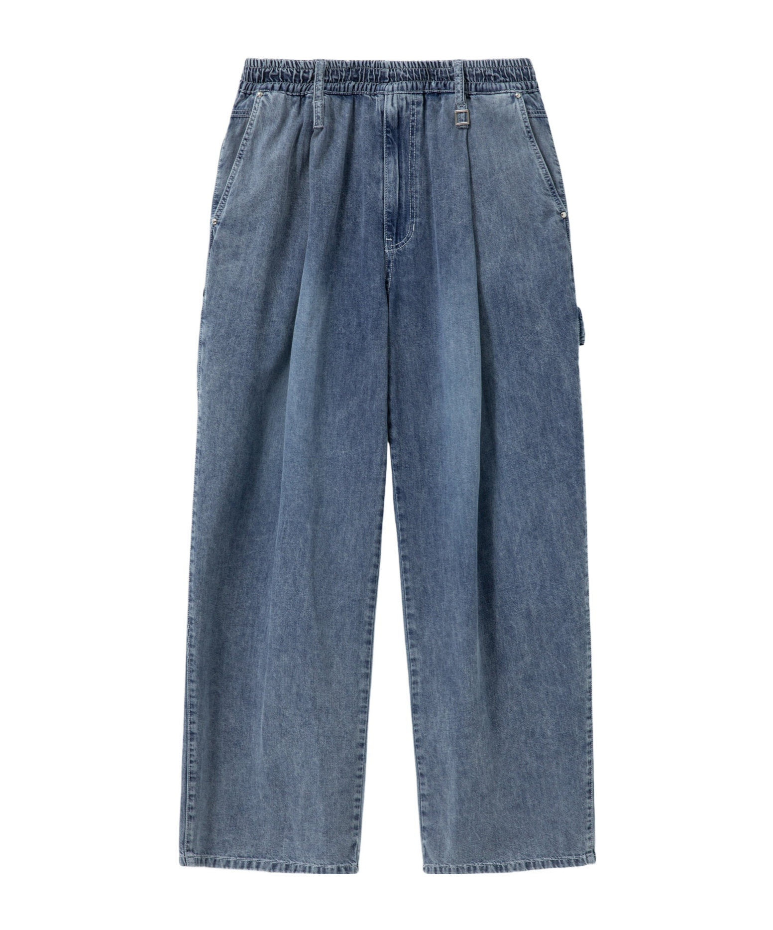 Wooyoungmi Blue One-tuck Banding Denim Pants In Blue