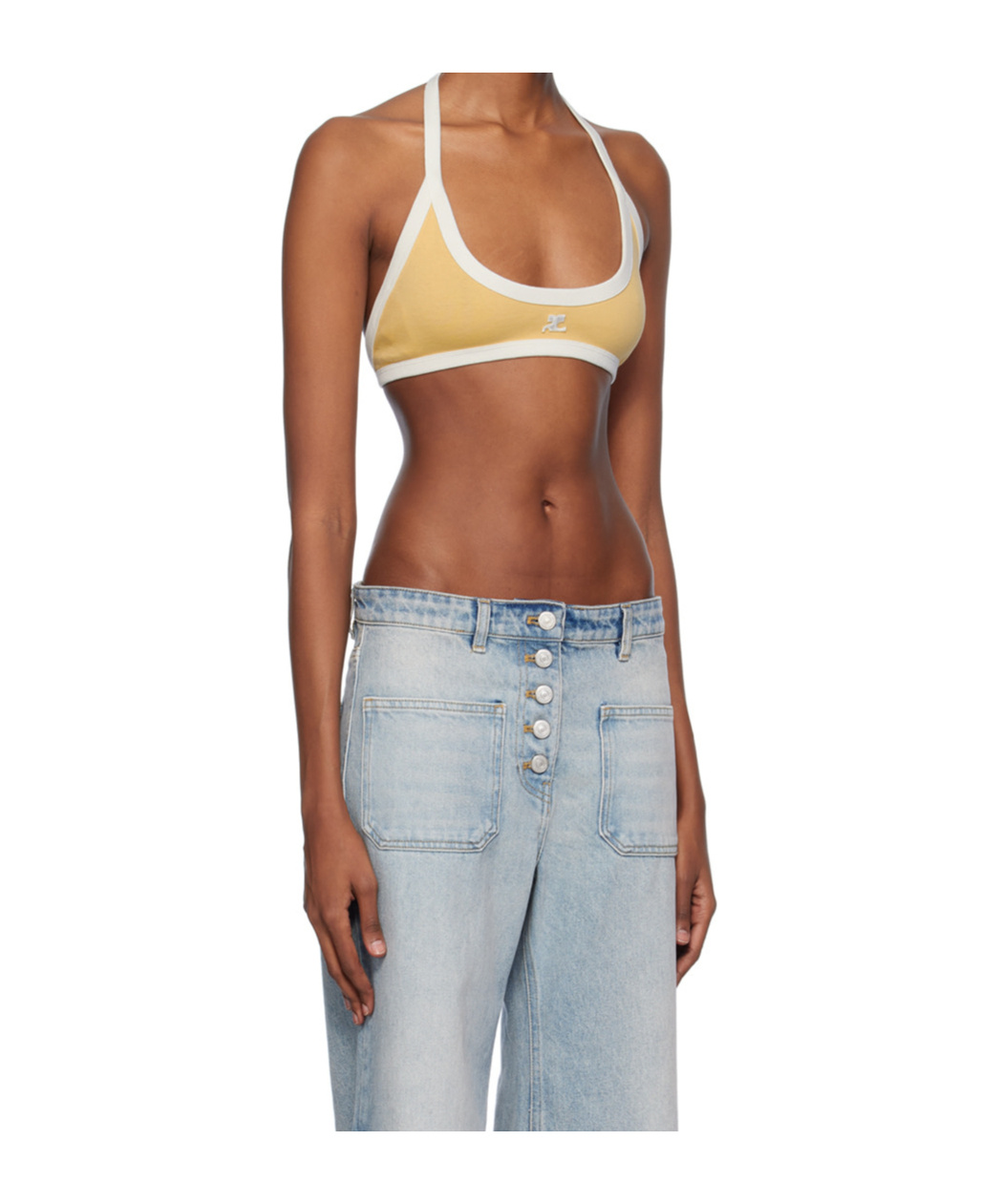 Courrèges Lace-up Bra In Brown