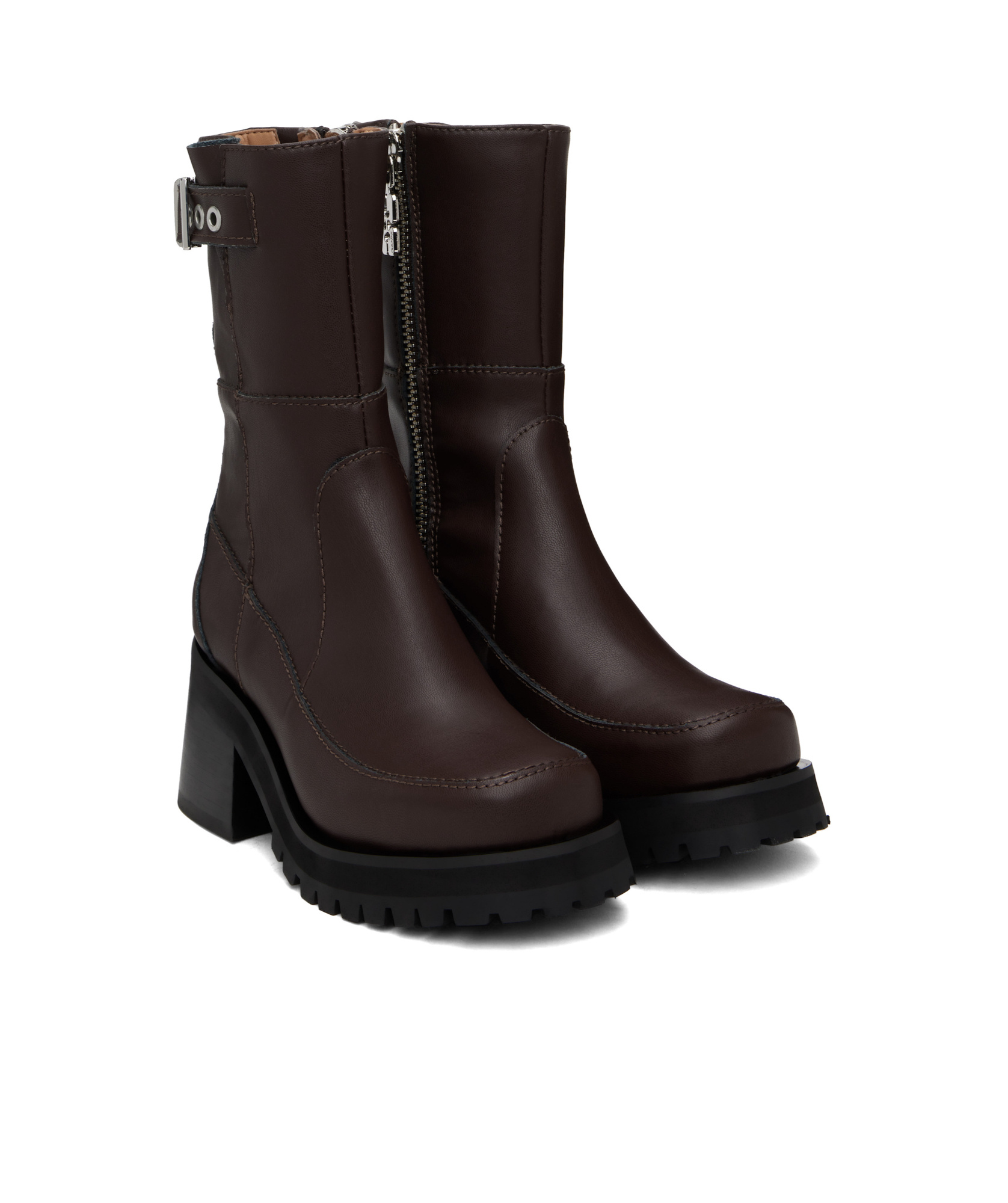 Ganni 70mm Zip-up Boots In Black