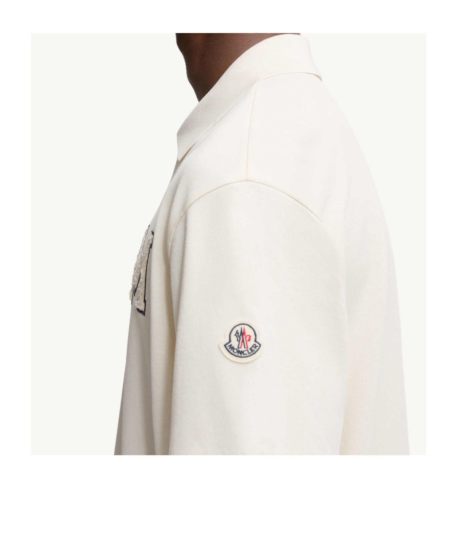 Moncler Polo En Piqué De Coton À Monogramme In Neutral