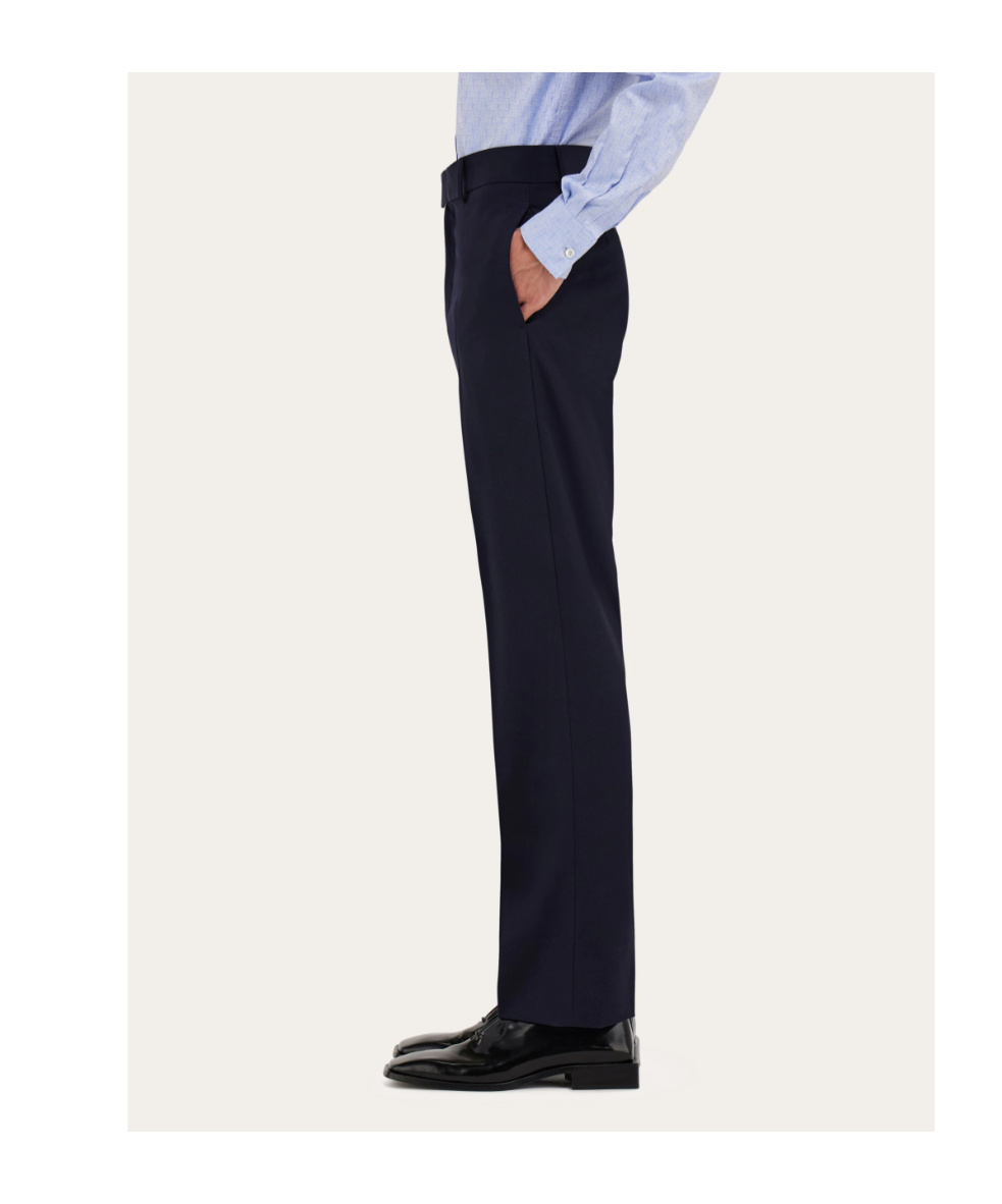 Ferragamo Flat Front Tailored Trouser In Blue