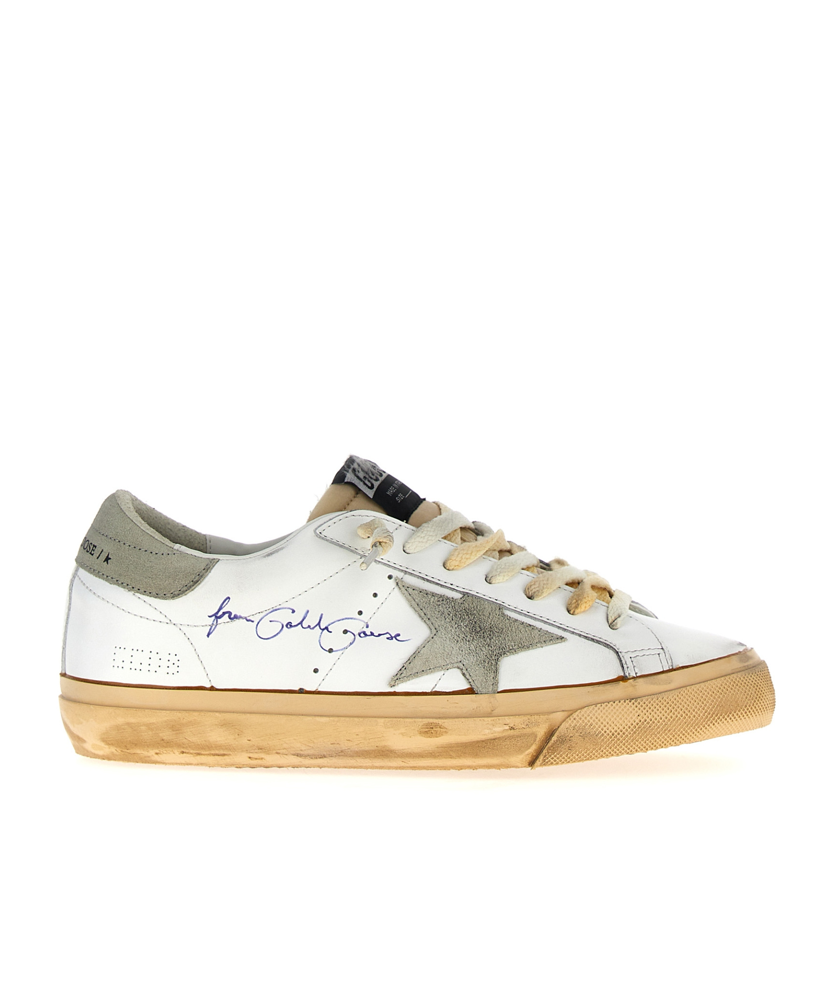 Golden Goose White Superstar Low Top Sneakers In Nude