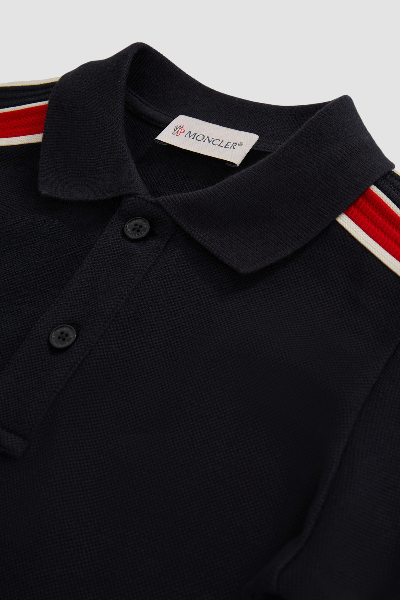 Moncler Tricolour-trimmed Cotton Piquet Polo Shirt In Blue