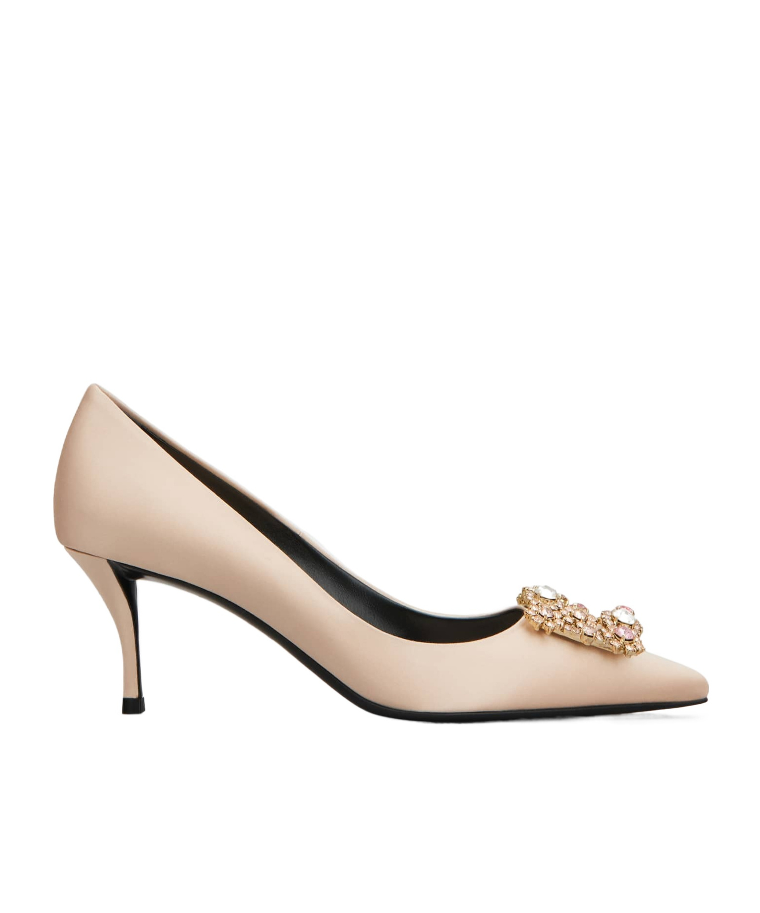 Roger Vivier Blossom Embellished Detail Pointed Toe Pumps In Nude
