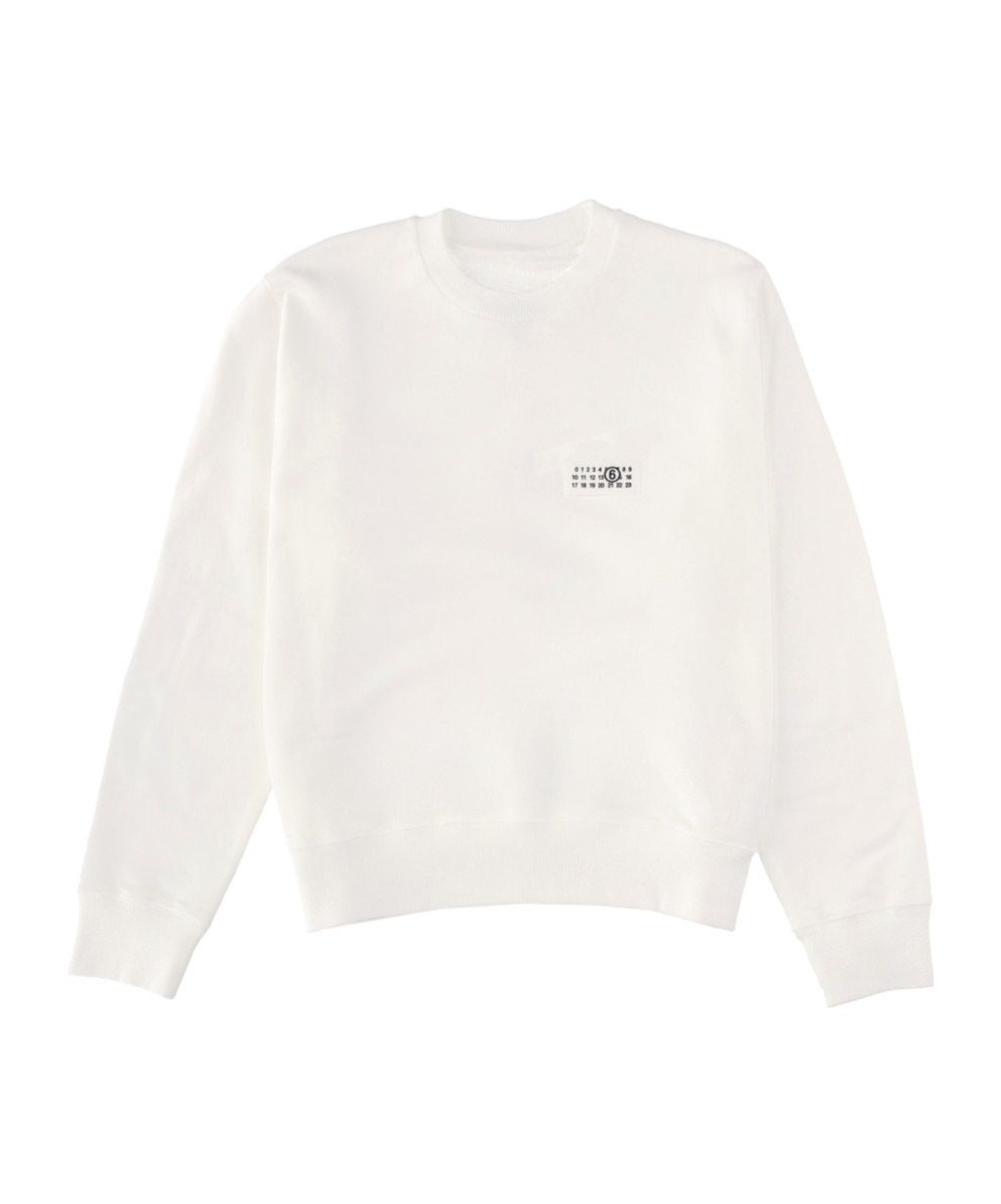 Mm6 Maison Margiela Numeric Signature Label Crewneck Sweatshirt In White