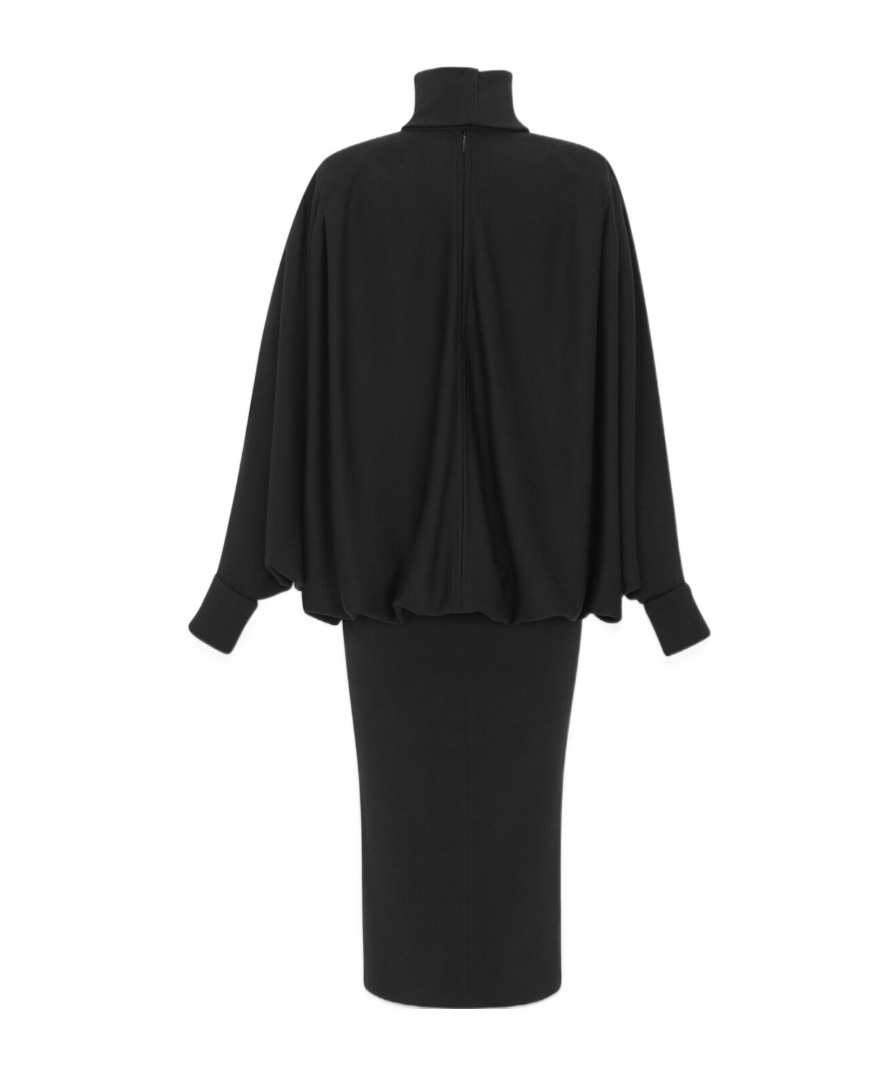 Saint Laurent Roll-neck Mini Dress In Black