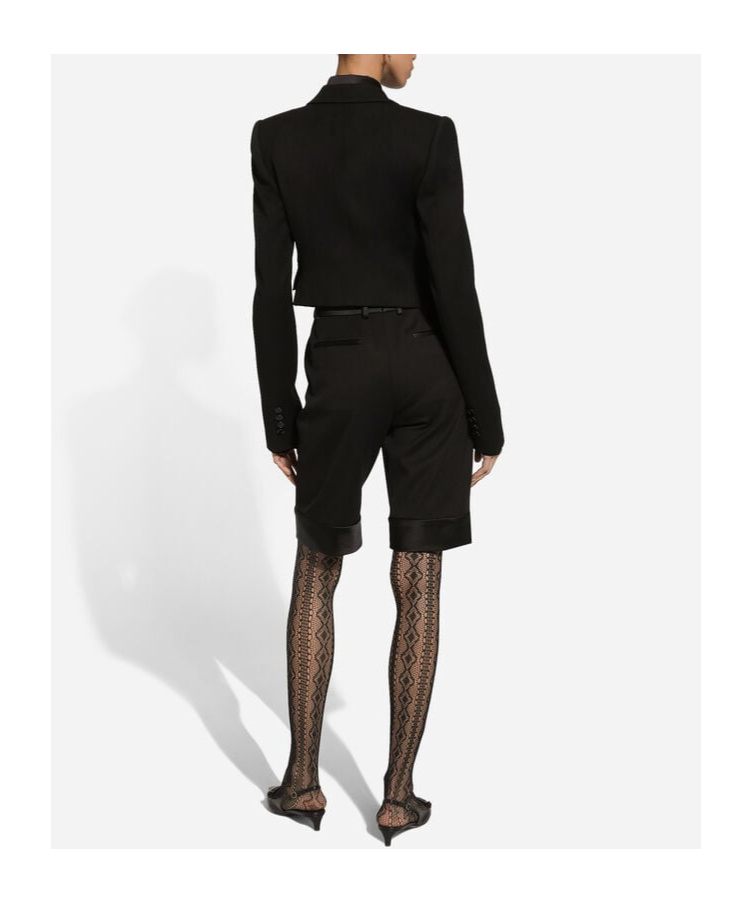 Dolce & Gabbana Wool Gabardine Short Jacket In Black