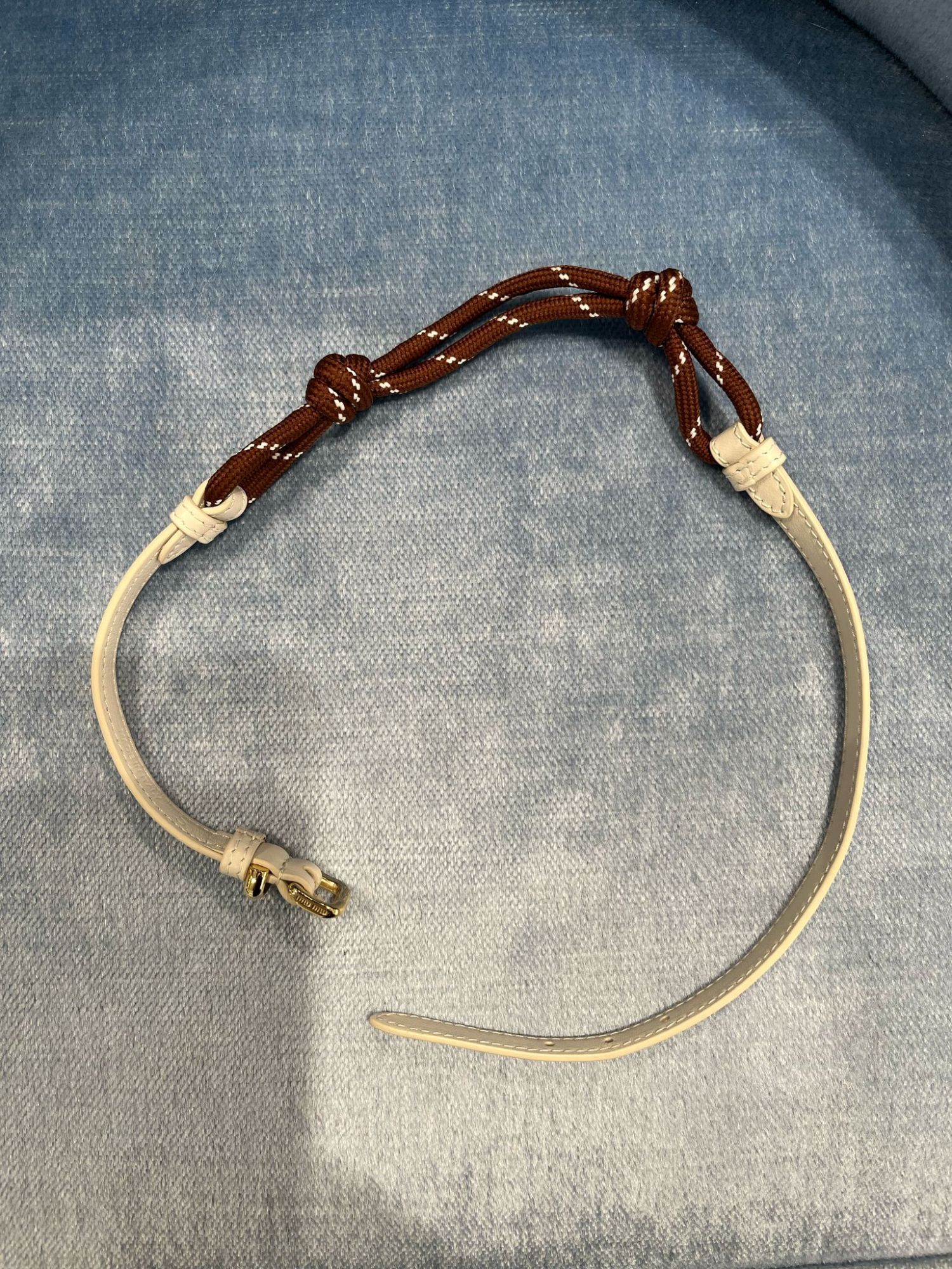 Miu Miu Leather Anklet In Nude