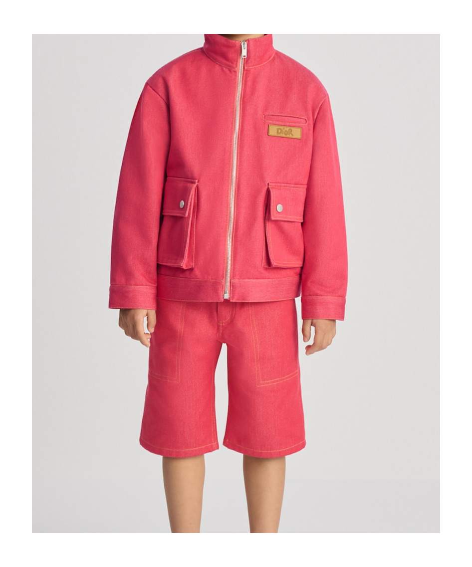 Dior Kids' Jacket In Stone Washed Raspberry Red