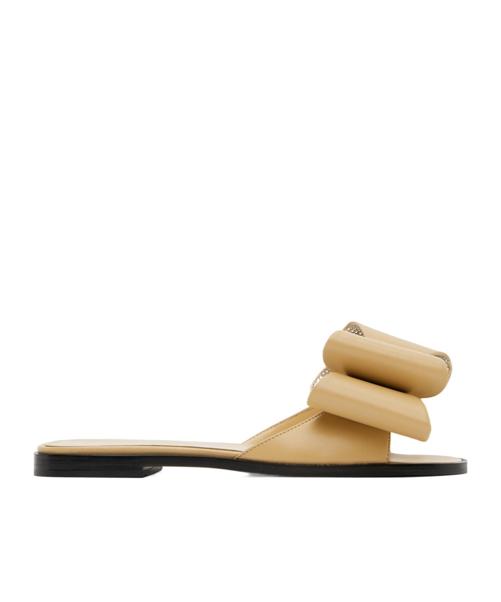 Mach&mach Front Bow Slippers In Nude