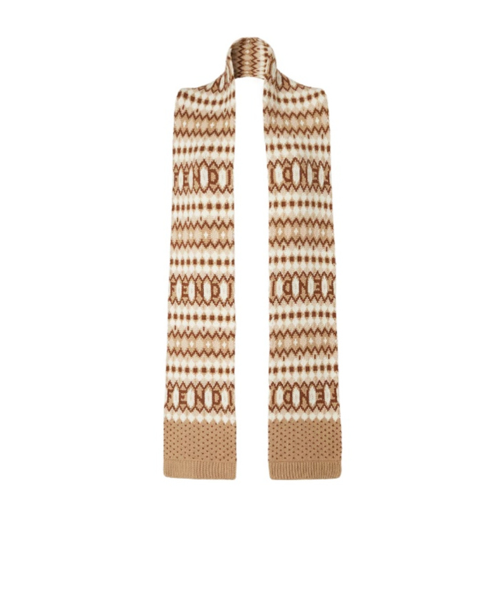 Fendi Scarf Brown Jacquard Wool Scarf In Brown