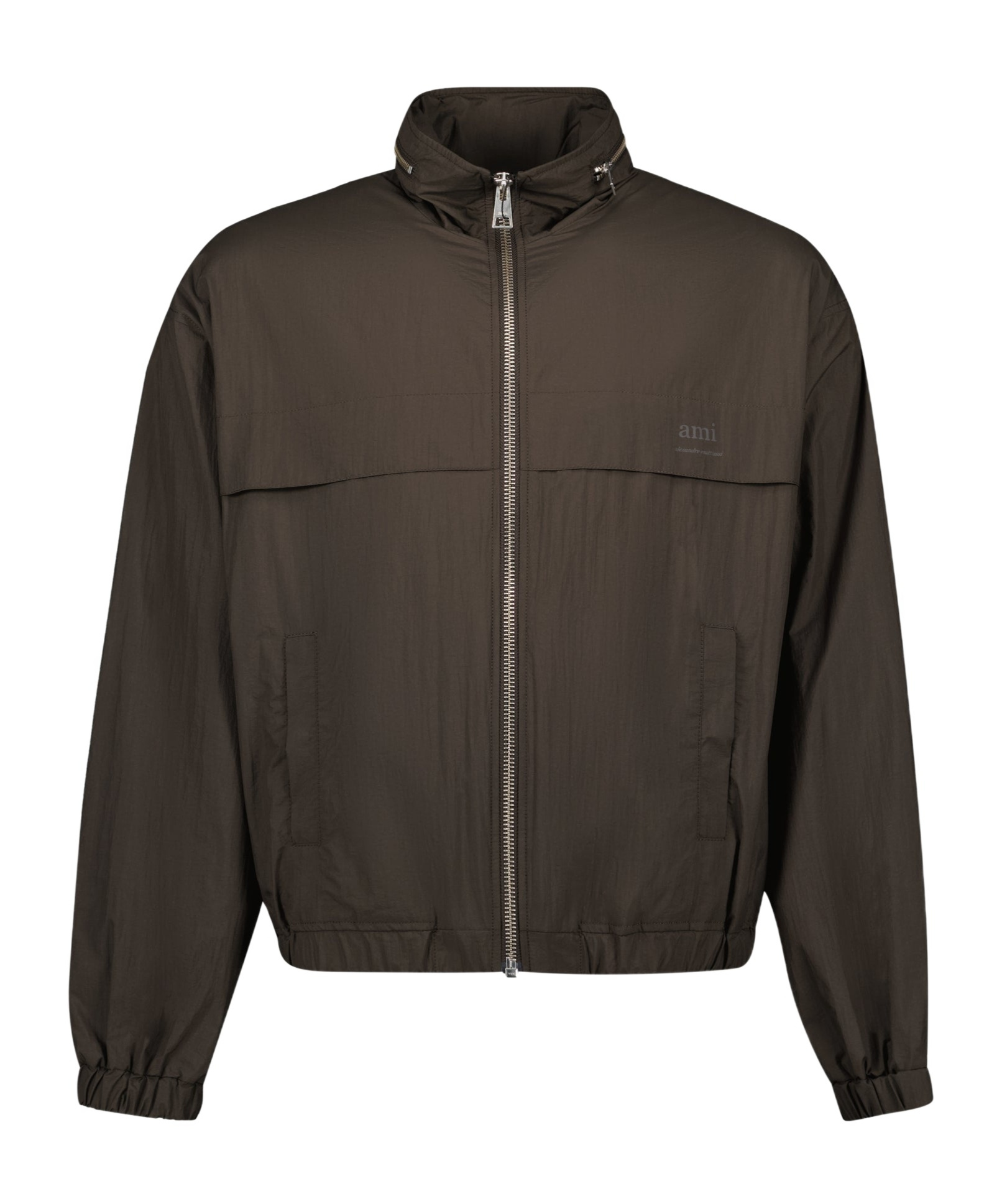 Shop Ami Alexandre Mattiussi Ami Paris Logo Printed Zipped Bomber Jacket In Black