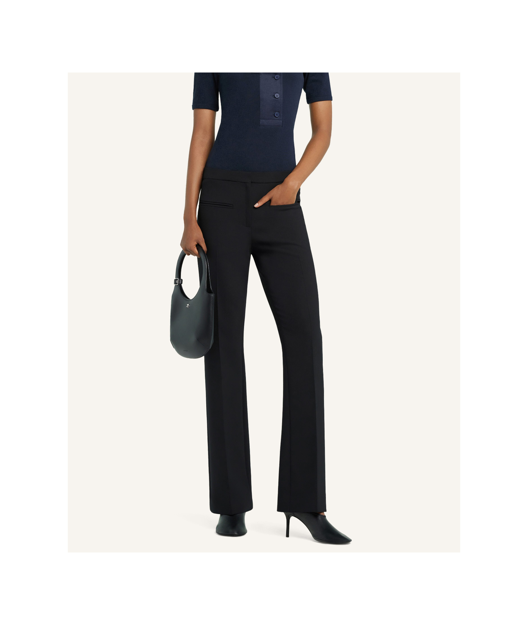 Courrèges Oblique Tailored Wool Blend Pants In Black