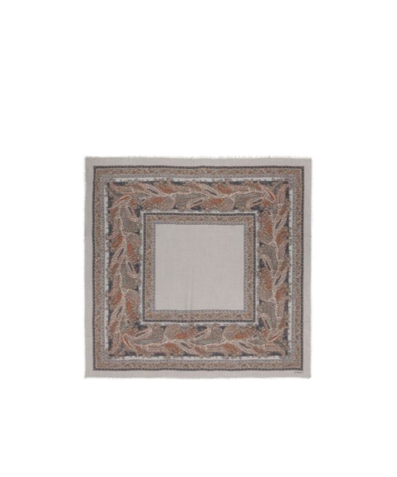 Saint Laurent Frayed Edge Square Scarf In Gray