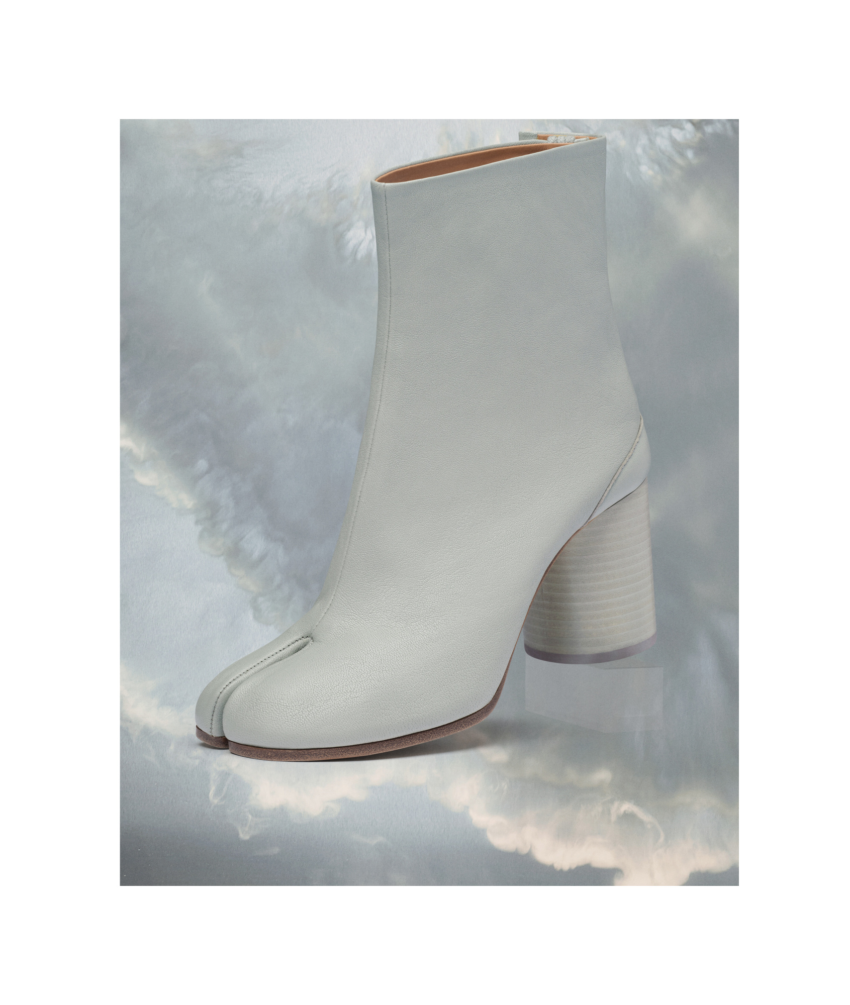 Maison Margiela Tabi 80mm Leather Ankle Boots In Gray