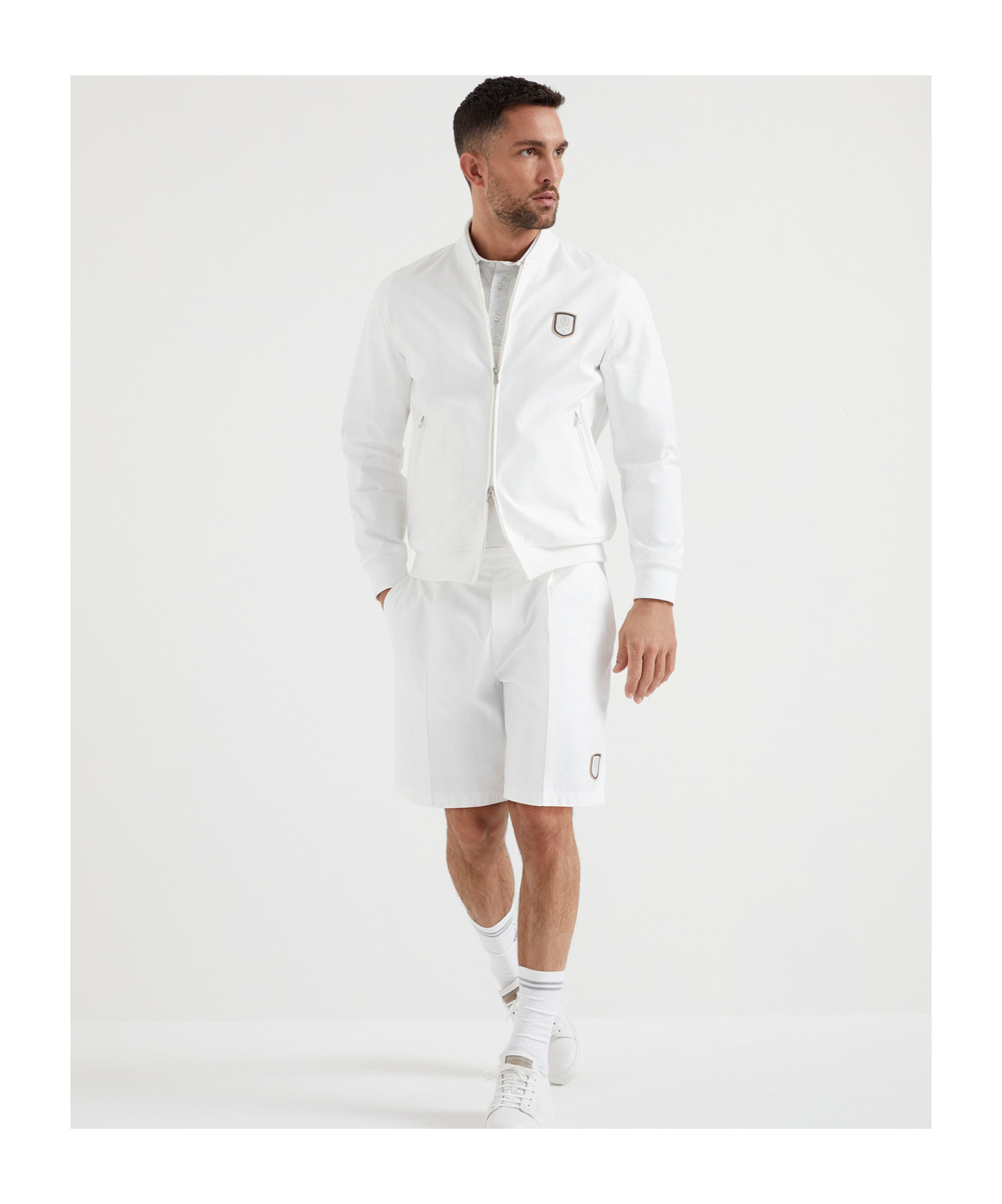 Brunello Cucinelli Logo-appliqué Tailored Shorts In White