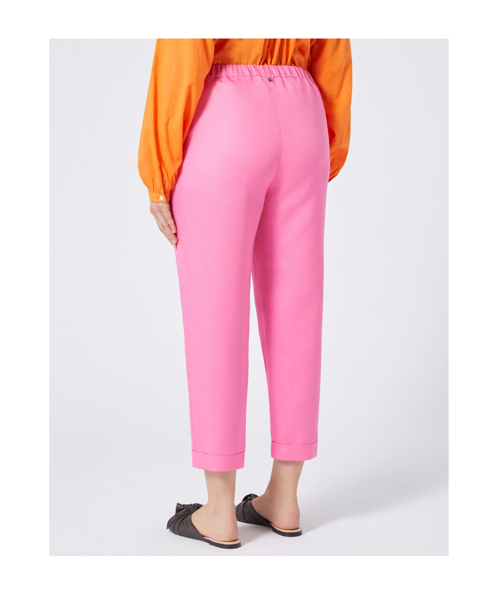 Marina Rinaldi Tencel And Linen Joggers In Pink