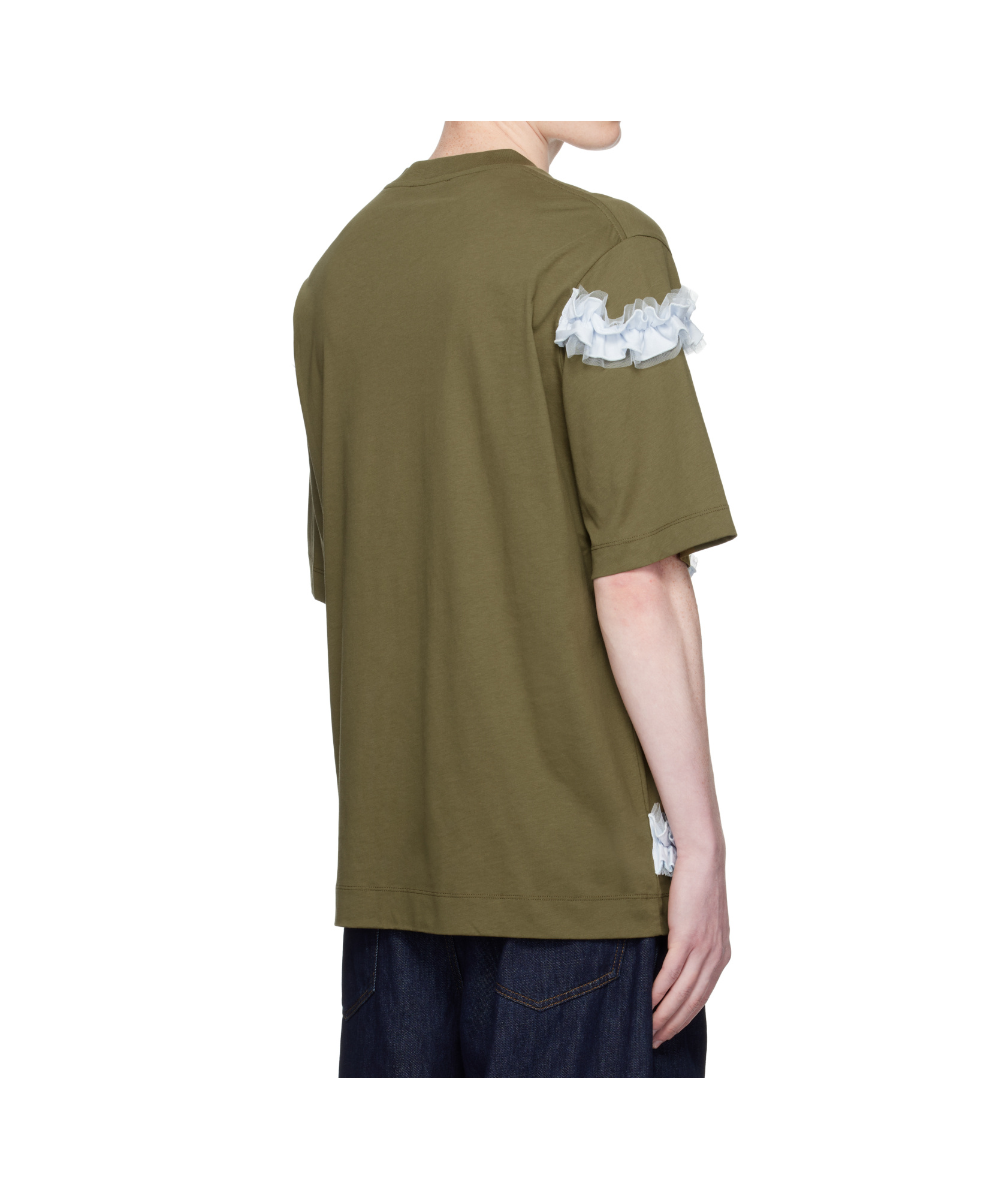 Simone Rocha Ruffle-embellished Cotton T-shirt In Green