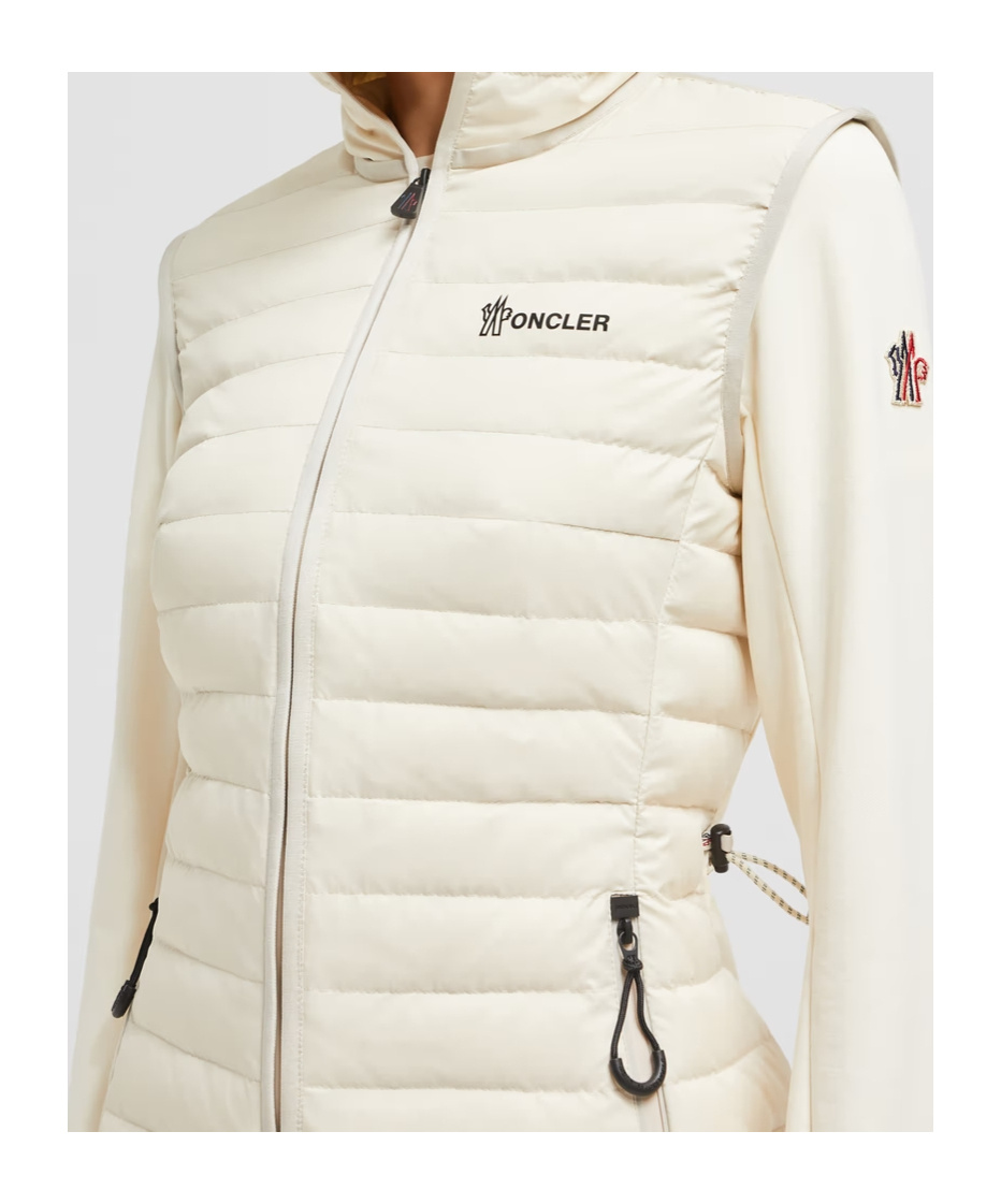 Moncler Sweat Zippé En Coton Matelassé In White