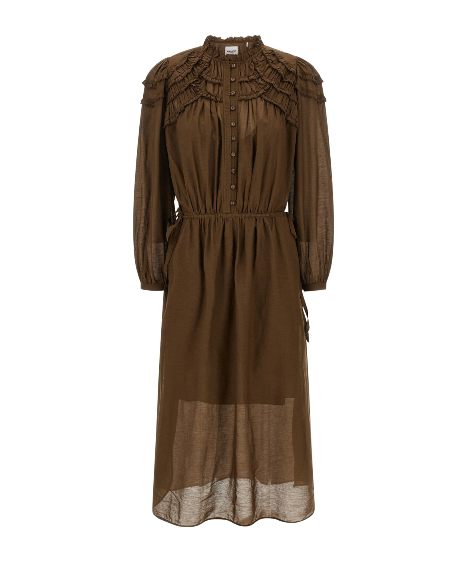 Isabel Marant Étoile Ruffled Button-front Maxi Dress In Brown