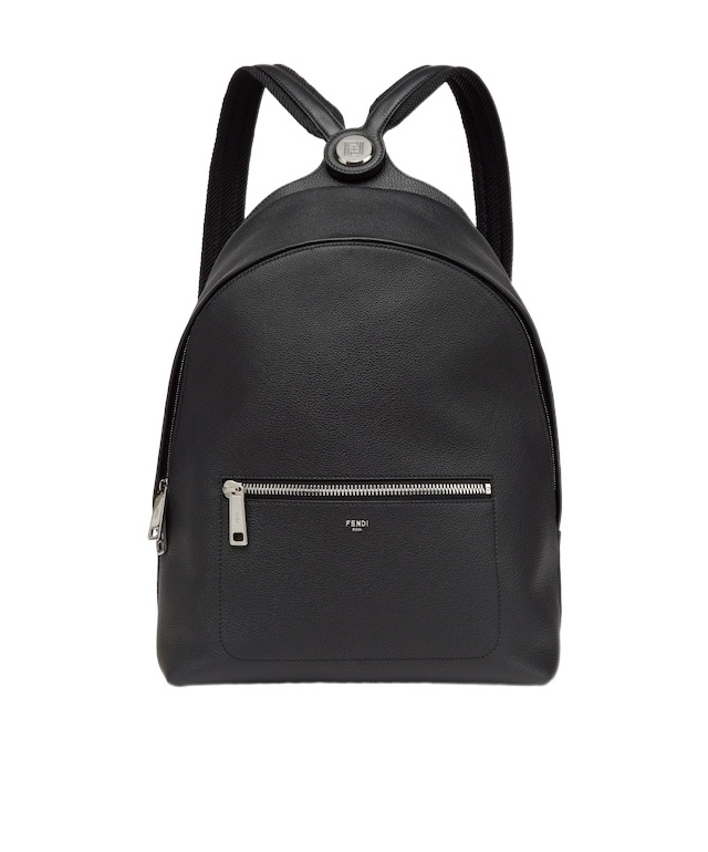 Fendi Medium Grained Leather Backpack In Black