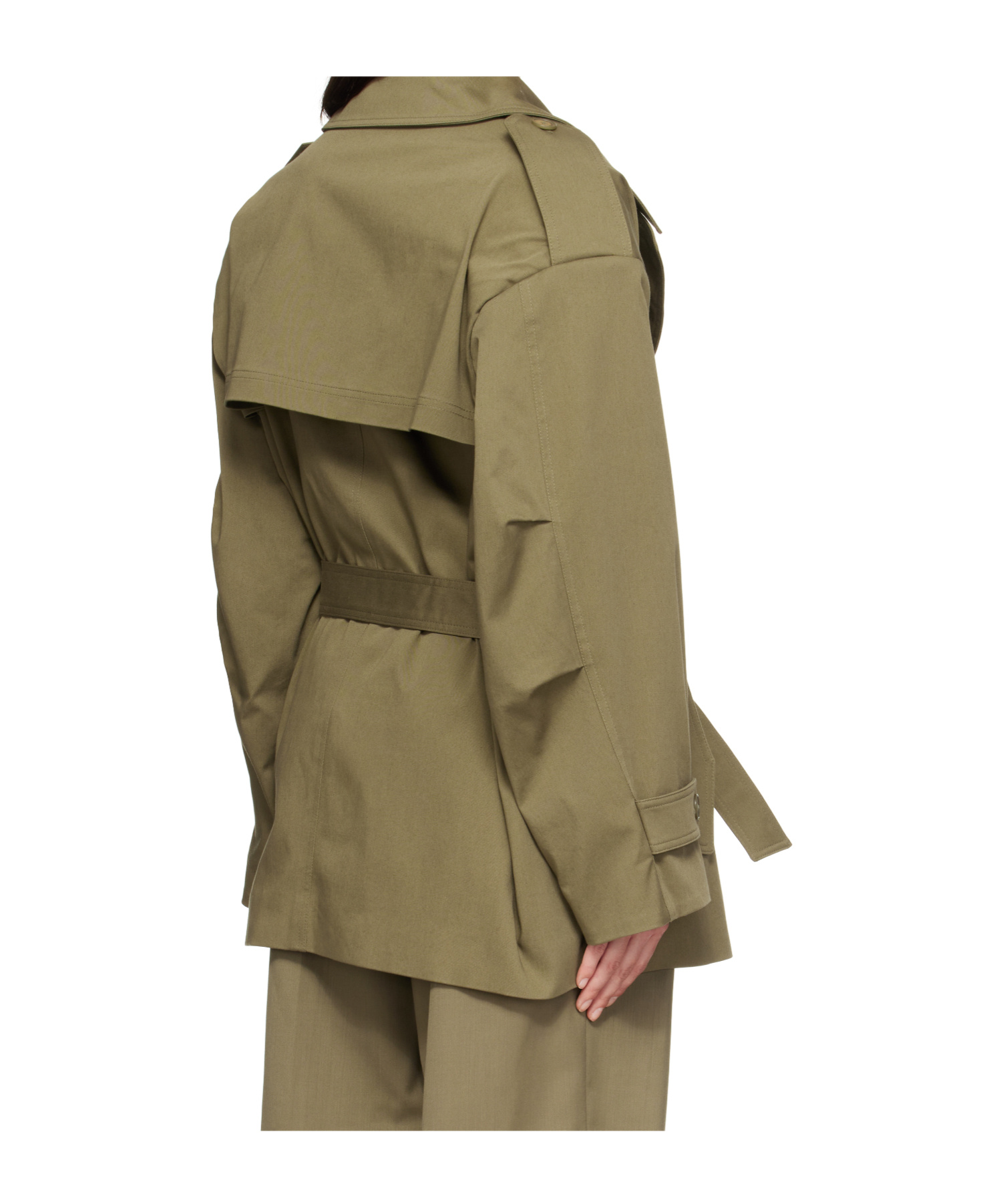 The Frankie Shop Zurich Oversized Short Trench Coat In Green
