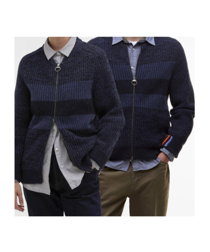 Barbour X Paul Smith Bomer Cardigan In Blue