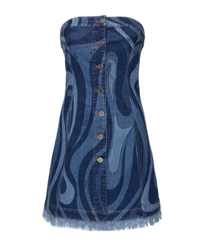 Emilio Pucci Marmo Print Stretch Denim Mini Dress
