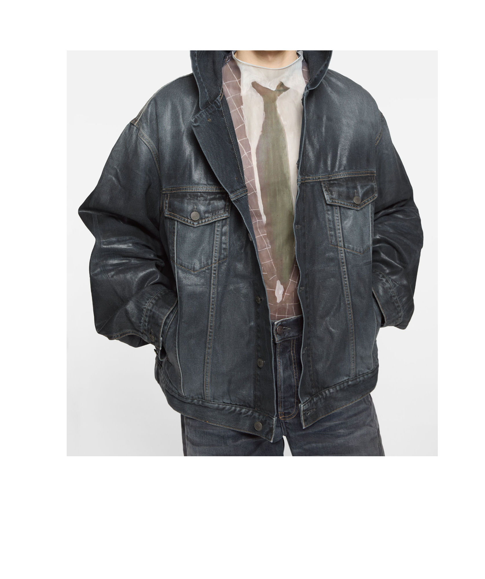 Acne Studios Giacca Di Jeans Con Cappuccio In Black