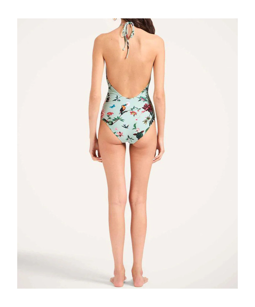 La Doublej Sexy Swimsuit In Zooflora Mini Light Blue In Blue