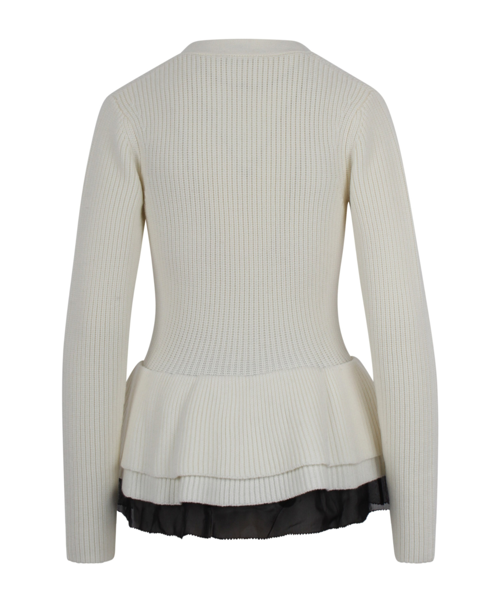 Nina Ricci Ruffled Wool Cardigan In Gray