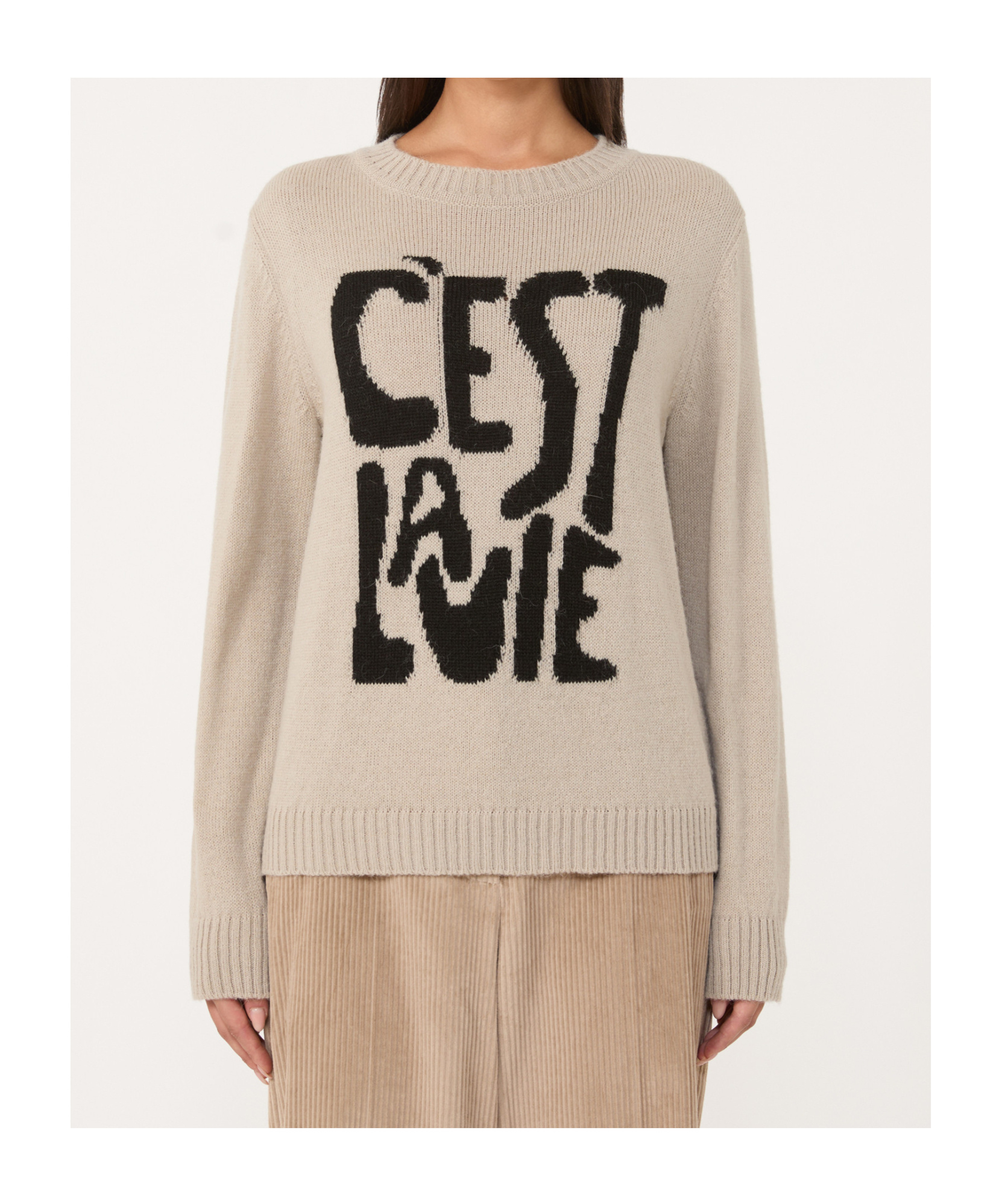 Weekend Max Mara Nitra Intarsia-knit Crewneck Sweater In Brown