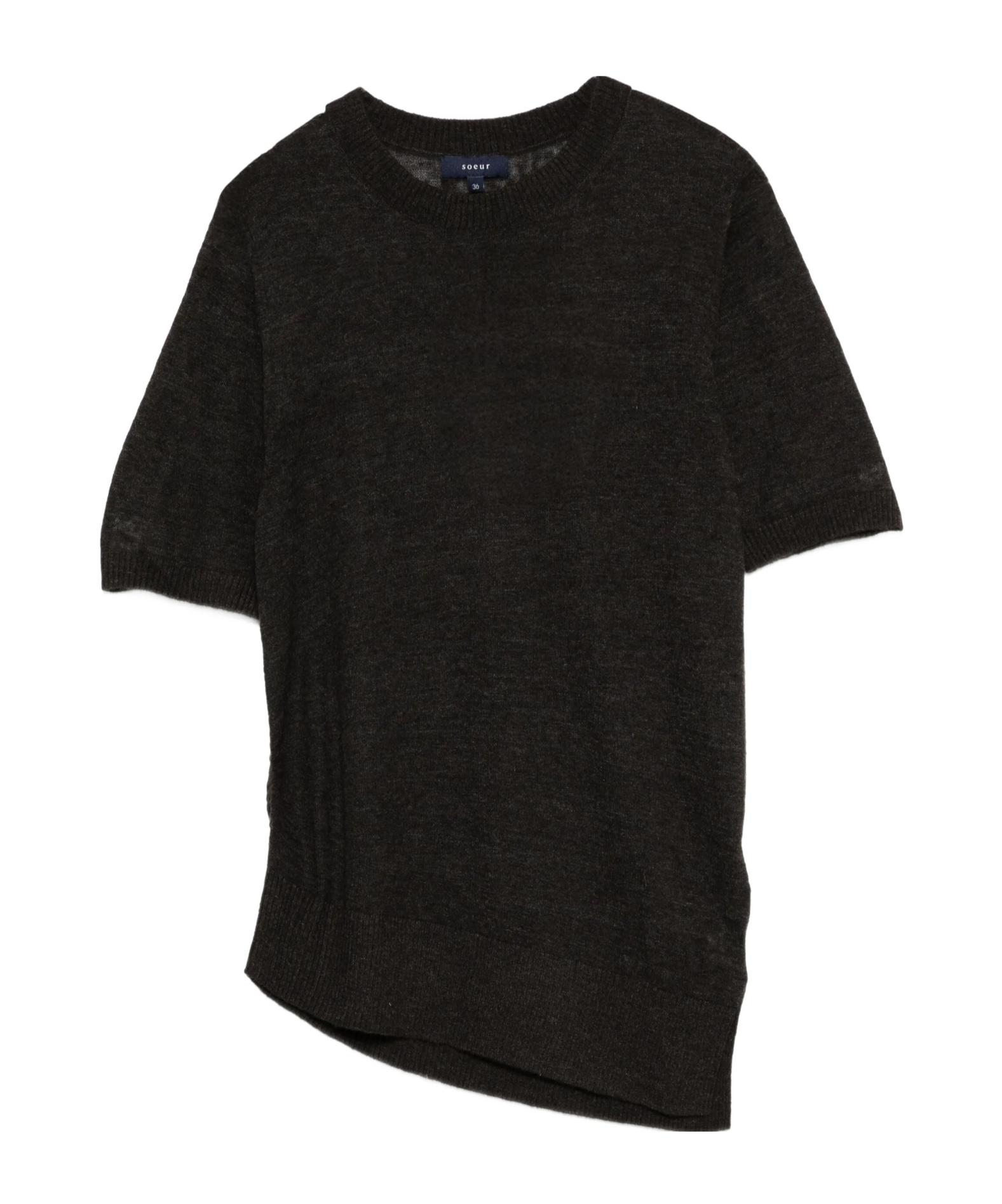 Soeur Asymmetric-hemline Short-sleeve T-shirt In Black