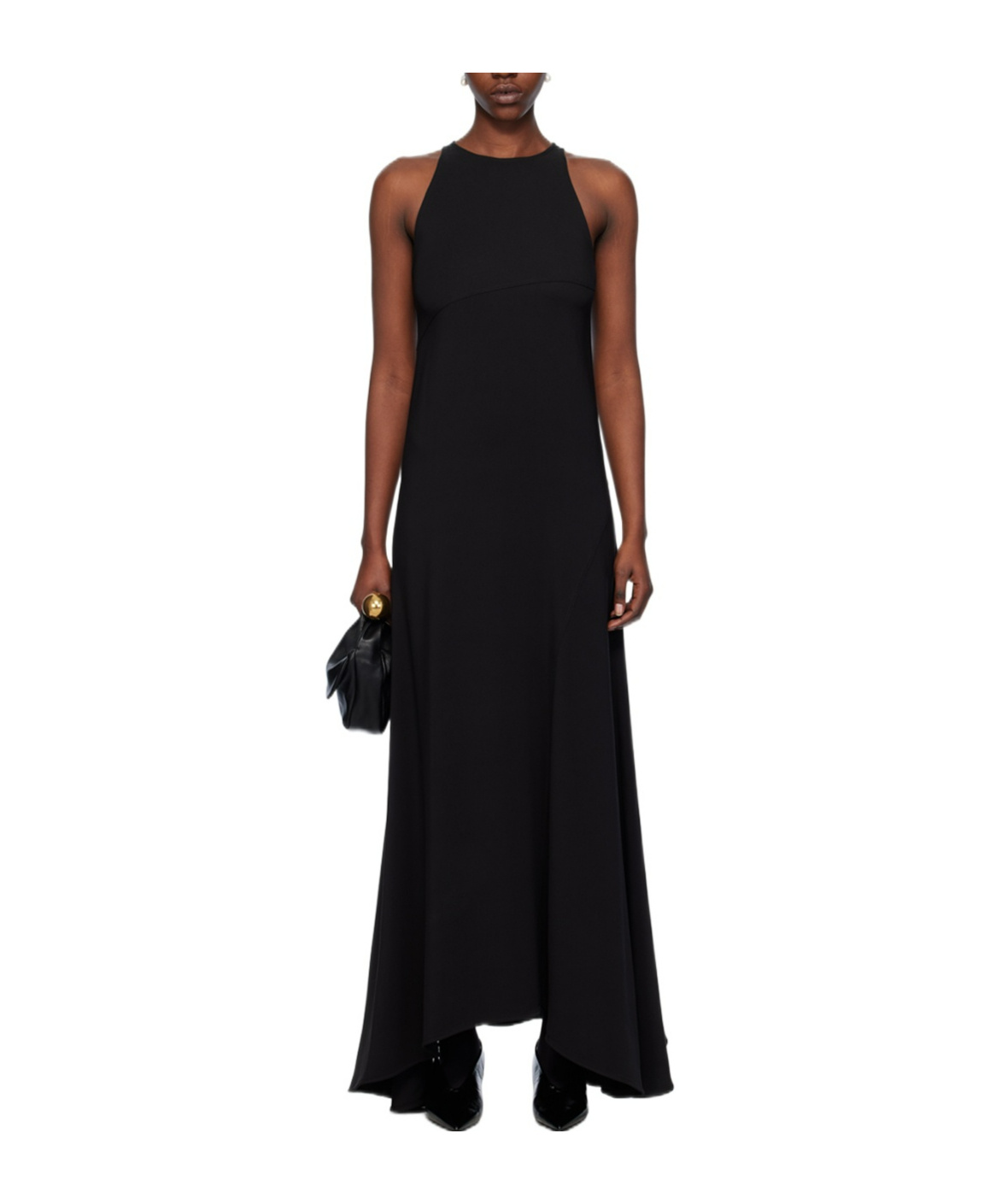 Jil Sander Felted-wool Shift Maxi Dress In Black
