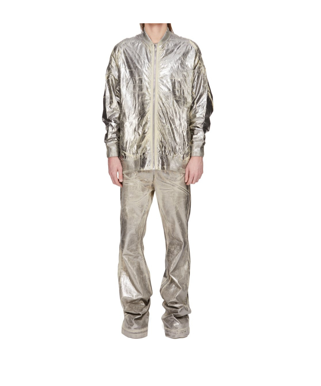 Rick Owens Drkshdw Long-sleeved Casual Jacket In Silver