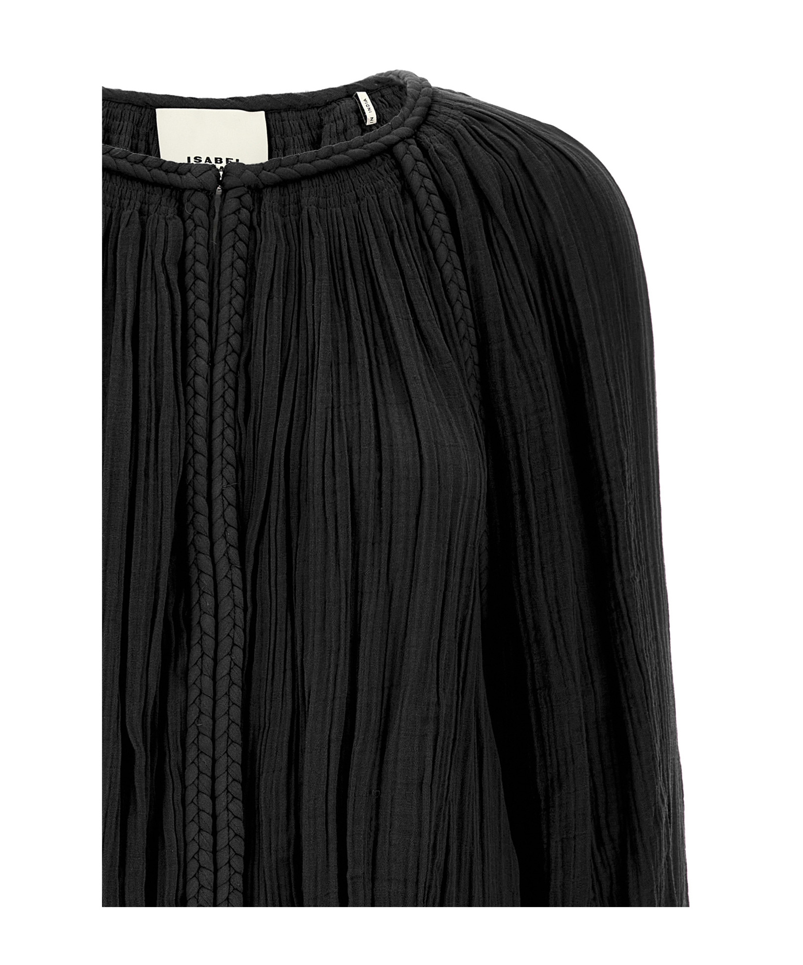 Isabel Marant Dress Drawstring Trimmed Sleeves Pleats In Black