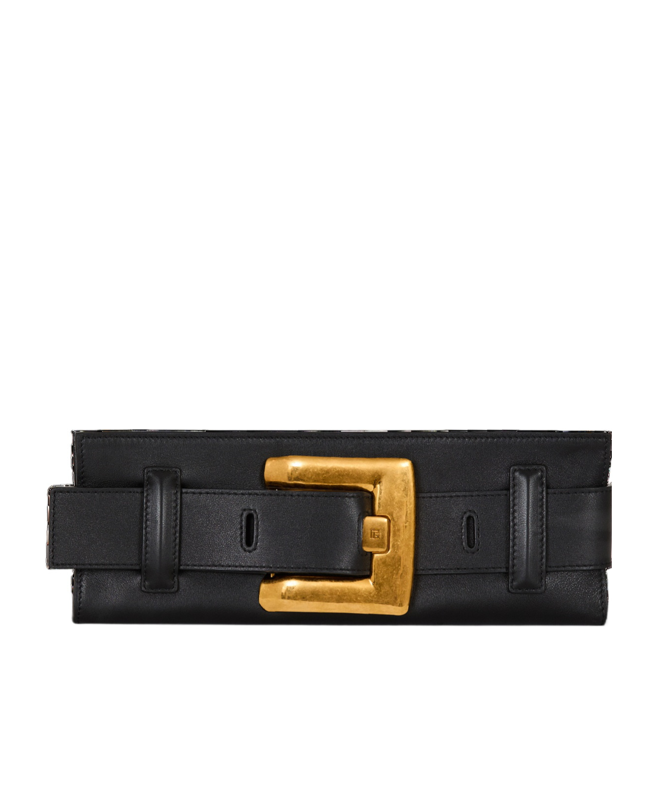 Balmain Anthem Calfskin Leather Clutch In Black