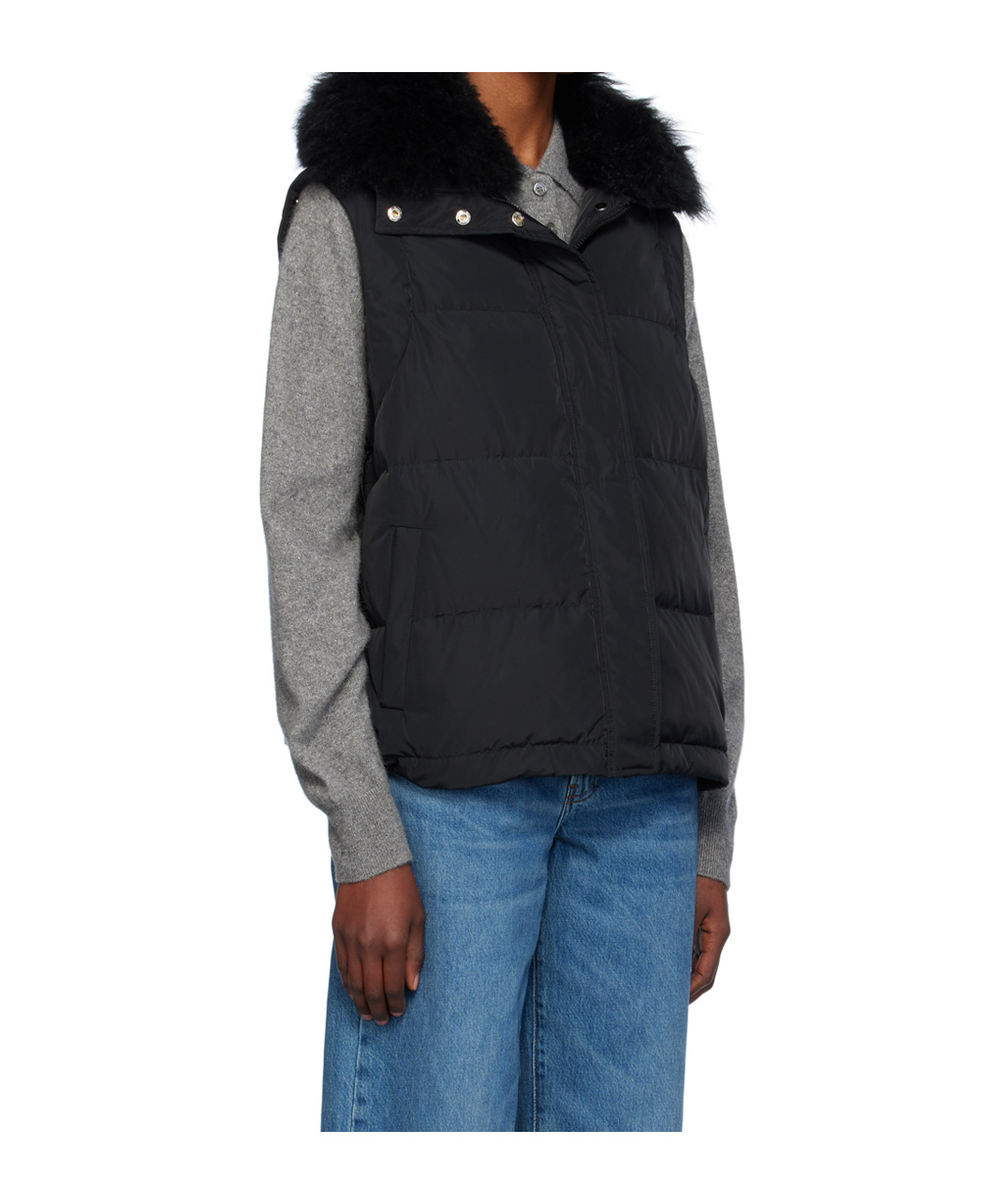 Shop Yves Salomon Quilted Zipper Down Jacket In Black