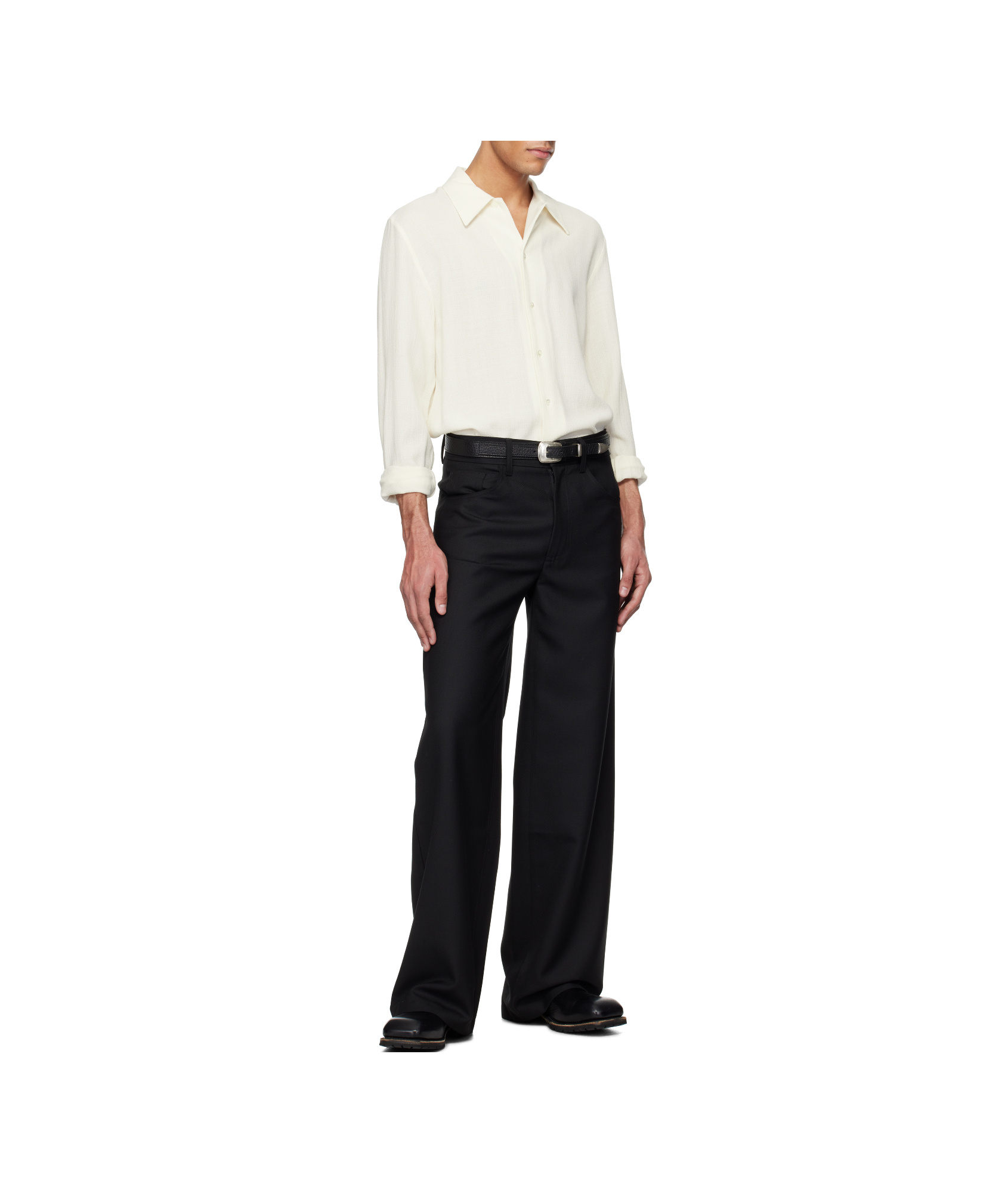 Séfr Crepe Long-sleeved Shirt In Off-white